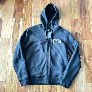 Michael Kors Hoodie Full Zipper Front Sherpa Black Sz XL Mens New